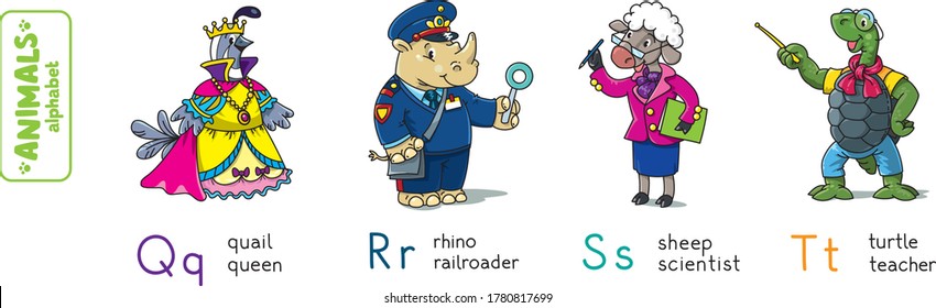 Animals with professions. Funny alphabet or ABC.