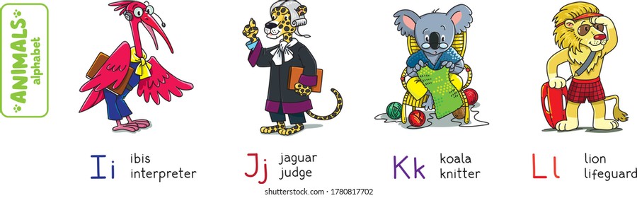 Animals with professions. Funny alphabet or ABC.