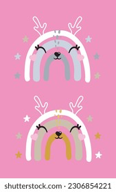 Animals rainbow racoon alpaca lama deer cute portrait face kids room decor poster logo kids room decor t-shirt design print nursery little wall design wall design abstract inspiration