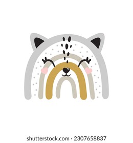Animals rainbow racoon alpaca lama deer cute portrait face kids room decor poster logo kids room decor t-shirt design print nursery little wall design wall design abstract inspiration