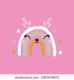 Animals rainbow racoon alpaca lama deer cute portrait face kids room decor poster logo kids room decor t-shirt design print nursery little wall design wall design abstract inspiration