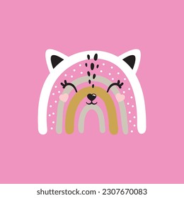 Animals rainbow racoon alpaca lama deer cute portrait face kids room decor poster logo kids room decor t-shirt design print nursery little wall design wall design abstract inspiration