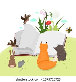 Animals Are Reading A Book. Vector Graphics