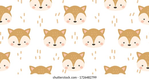 Animals repeat pattern. Nursery art background. Children's fabric pattern design.
