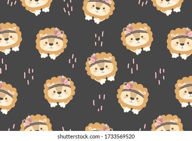 Animals repeat pattern. Nursery art background. Children's fabric pattern design.
