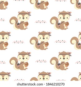 Animals repeat pattern. Nursery art background. Children's fabric pattern design.
