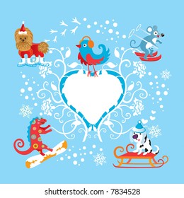 Animals represent different winter sports