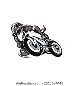 Animales a montar en una obra de arte vectorial en bicicleta