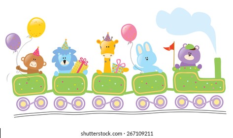 Animals Riding Birthday Train