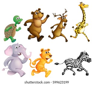 Animals running in a race pose