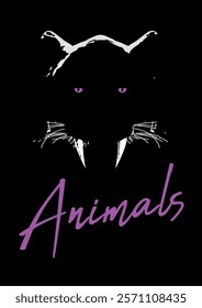 Animals. Saber-toothed tiger head t-shirt design in the dark.	