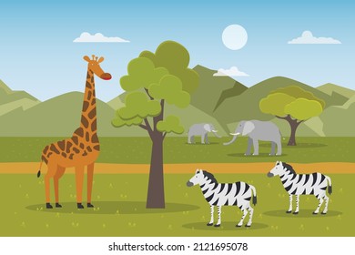 Animals Safari Park 2d Flat Vector Stock Vector (Royalty Free ...