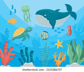 animals sealife underwater habitat scene