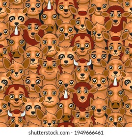 Animals Seamless Pattern. Cute Cartoon Style. Vector