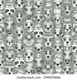 Animals Seamless Pattern. Cute Cartoon Style. Vector