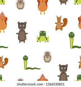 Animals seamless pattern. Repeating background with animals. Flat style.