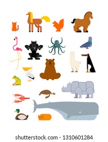Animals set. Beast collection. cute cartoon animal. jungle and forest Wild nature. Fauna of Different Continents
