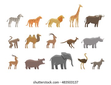 Animals. Set colored vector icons and symbols