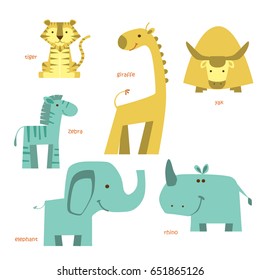 Animals set. Different African animals. Vector illustration