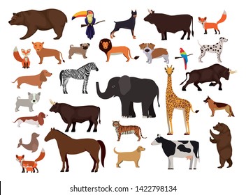 Animals Set in flat style, vector illustration