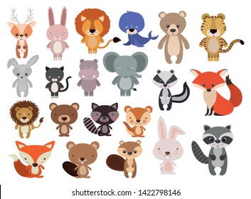 Animals Set in flat style, vector illustration