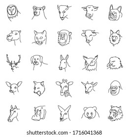 Animals Set Icon Vector. Hand Drawn Style