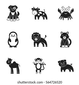 Animals set icons in black style. Big collection of animals vector symbol stock illustration