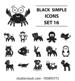 Animals set icons in black style. Big collection animals vector symbol stock illustration