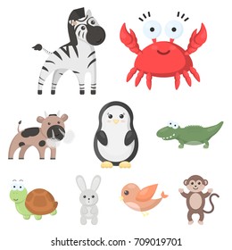 Animals set icons in cartoon style. Big collection of animals vector symbol stock illustration