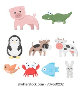 Animals set icons in cartoon style. Big collection of animals vector symbol stock illustration