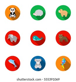 Animals set icons in flat style. Big collection of animals vector symbol stock illustration