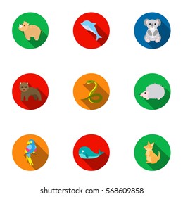 Animals set icons in flat style. Big collection of animals vector symbol stock illustration
