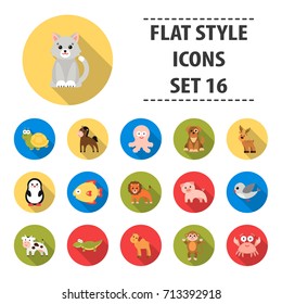 Animals set icons in flat style. Big collection animals vector symbol stock illustration