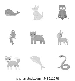 Animals set icons in monochrome style. Big collection of animals vector symbol stock illustration