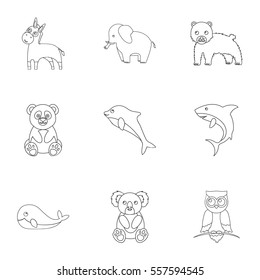Animals set icons in outline style. Big collection of animals vector symbol stock illustration