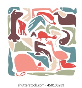 Animals set isolated illustration. 