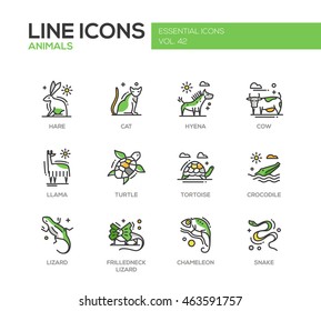 Animals - set of modern vector line design icons and pictograms