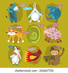  Animals set. Vector. Icon.