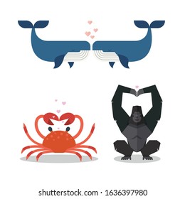 Animals show love expression. Vector illustration