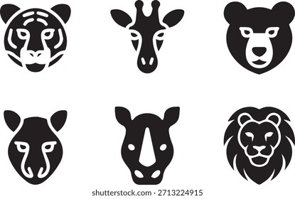 Silueta de animales: Vector aislado negro de forma de animal salvaje para logotipo, ícono y Diseño gráfico