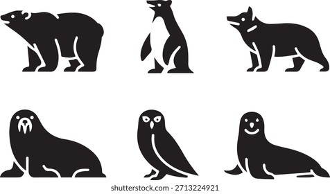Silueta de animales: Vector aislado negro de forma de animal salvaje para logotipo, ícono y Diseño gráfico