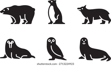 Silhueta de animais — Vetor isolado preto de forma animal selvagem para logotipo, ícone e design gráfico