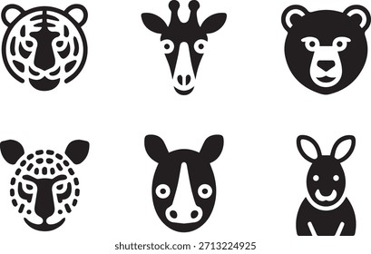 Silueta de animales: Vector aislado negro de forma de animal salvaje para logotipo, ícono y Diseño gráfico