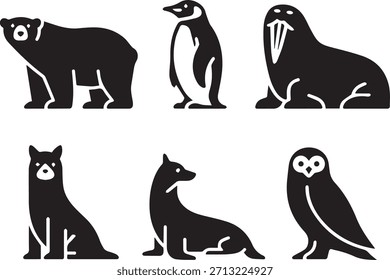 Silhueta de animais — Vetor isolado preto de forma animal selvagem para logotipo, ícone e design gráfico