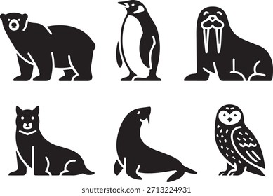 Silueta de animales: Vector aislado negro de forma de animal salvaje para logotipo, ícono y Diseño gráfico