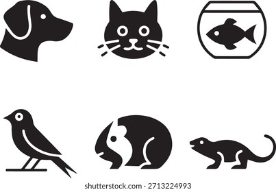 Silhueta de animais — Vetor isolado preto de forma animal selvagem para logotipo, ícone e design gráfico