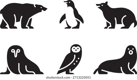 Silueta de animales: Vector aislado negro de forma de animal salvaje para logotipo, ícono y Diseño gráfico