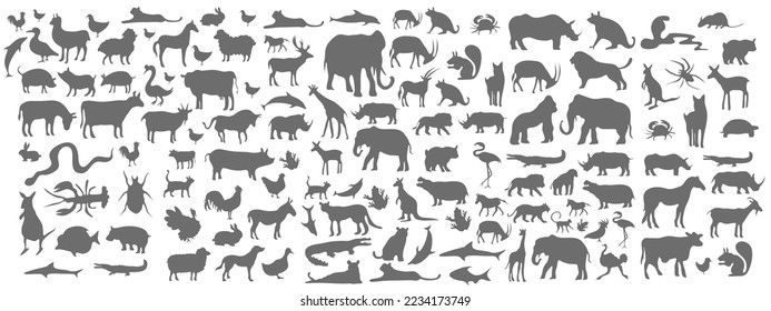 animals silhouette bundle set vector