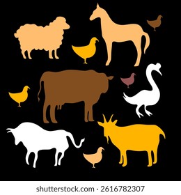 animals silhouette bundle set vector