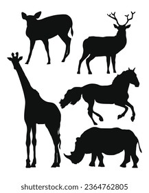 animals silhouette collection in the wild